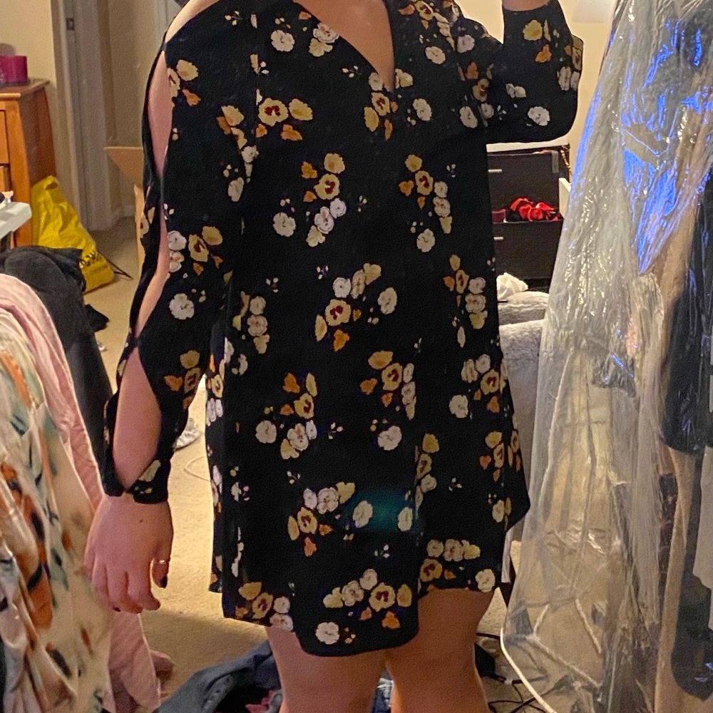 Black floral zara dress